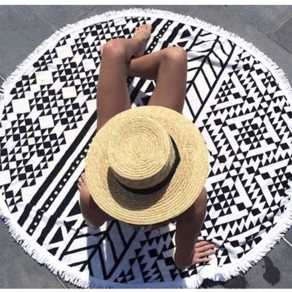 Aztec Tassel Retro Geometric Beach/Yoga/Room Blanket/Mat for Outdoors/Bedroom - Picture 1 of 5